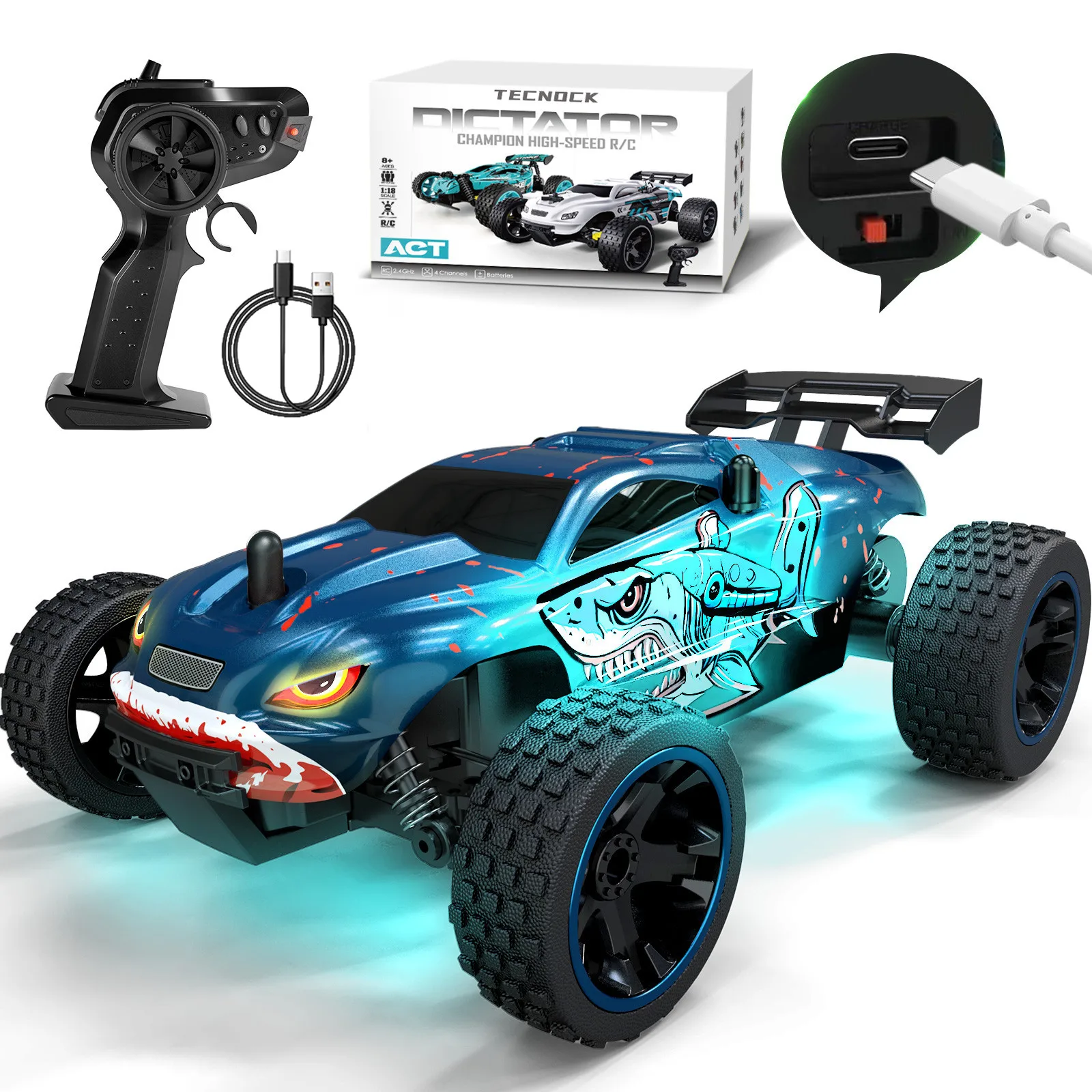 Voiture RC 1:18 20KM/H 2WD Buggy Tout-Terrain USB-C Enfants