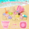 20pcs Beach Toys Set for Kids Toddlers Girls Collapsible Sand Bucket Shovels Set Mesh Bag Sand Molds Ice Cream Travel Sand Toys 4