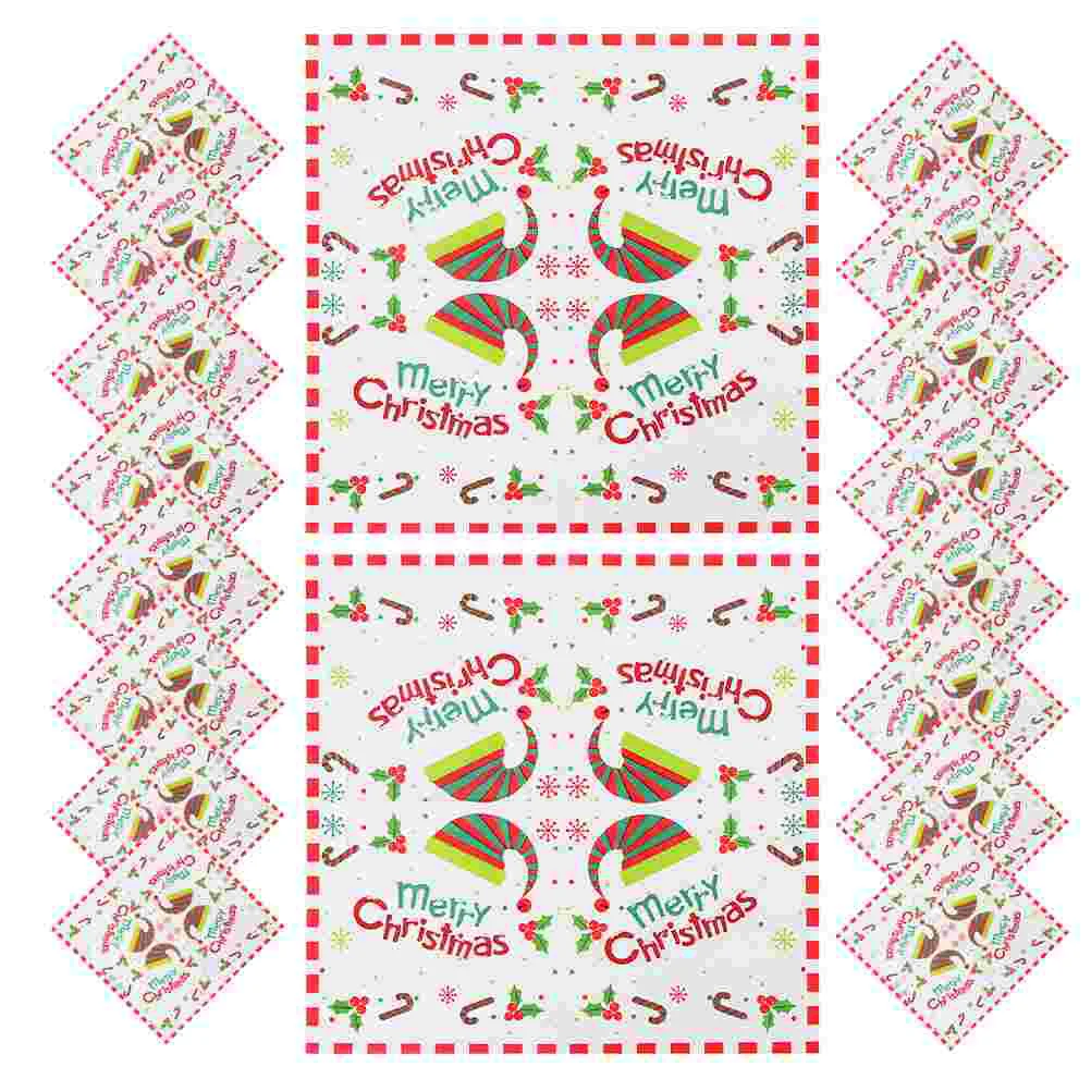 100 Pcs Christmas Napkins Printing Table Decoration Tissue Paper for Xmas Guest Towels Party Use Cartoon Pattern