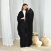 Eid noir Abayas pour femmes Robe musulmane modeste dubaï ouvert Abaya Kimono Jalabiya Kebaya Robe Femme Marocain Caftan Ramadan caftan