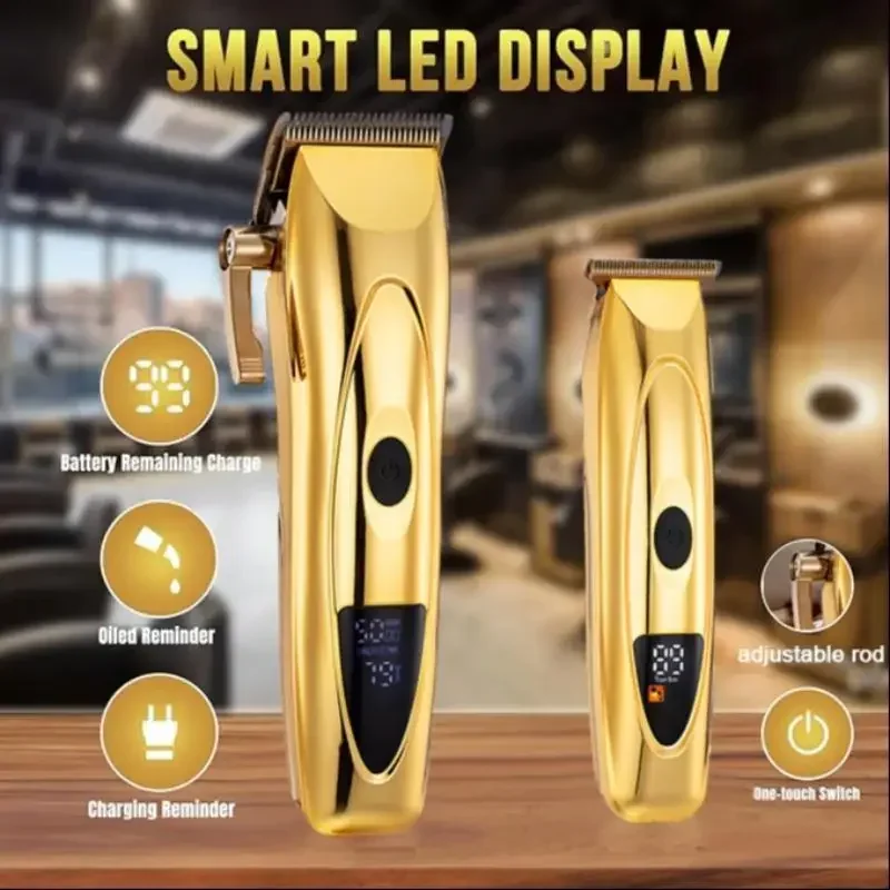 Professional Hair Clipper for Men, 1 Set T-blade Body Trimmer Electric Shavers Razor Set, Cordless Barber Clipper