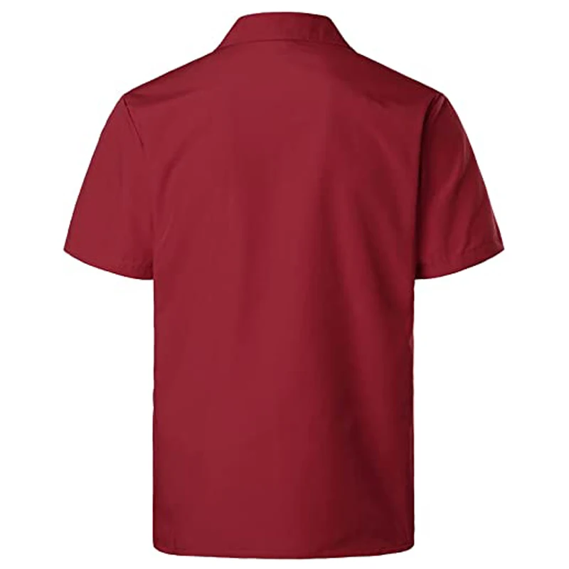 Wine Red Four-Pocket Cuban Guayabera Shirt Men Short Sleeve Camp Collar Shirt Male Embroidered Mexican Cigar Wedding Beach Shirt 2