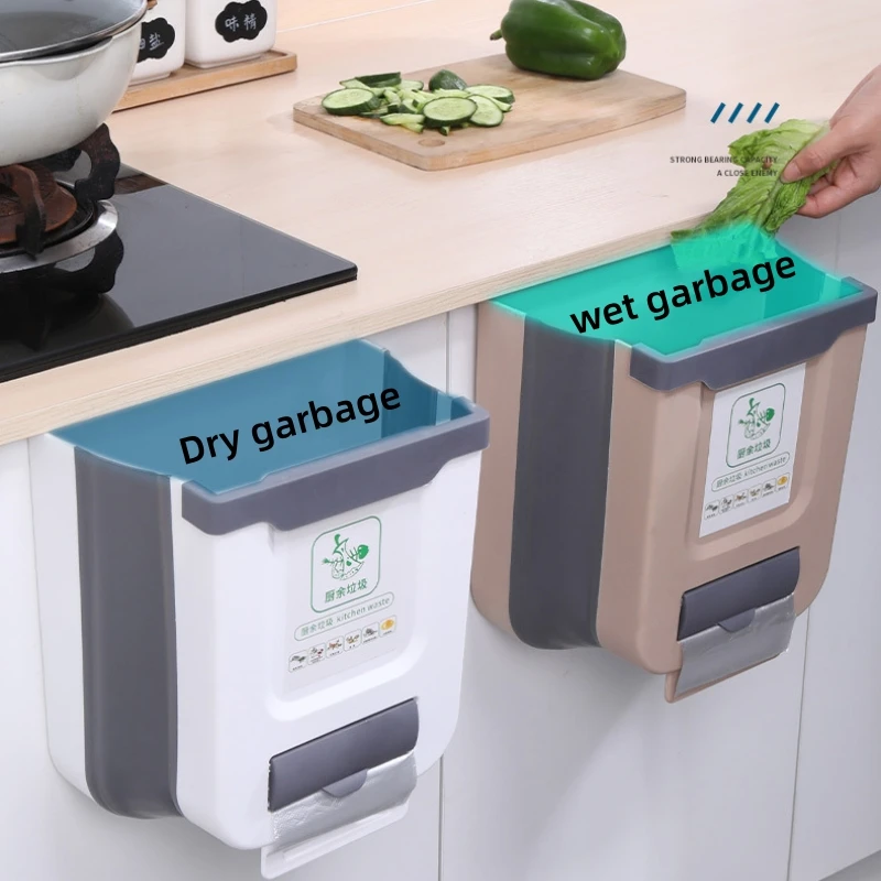 Hanging Kitchen Folding Trash Can 1pcs