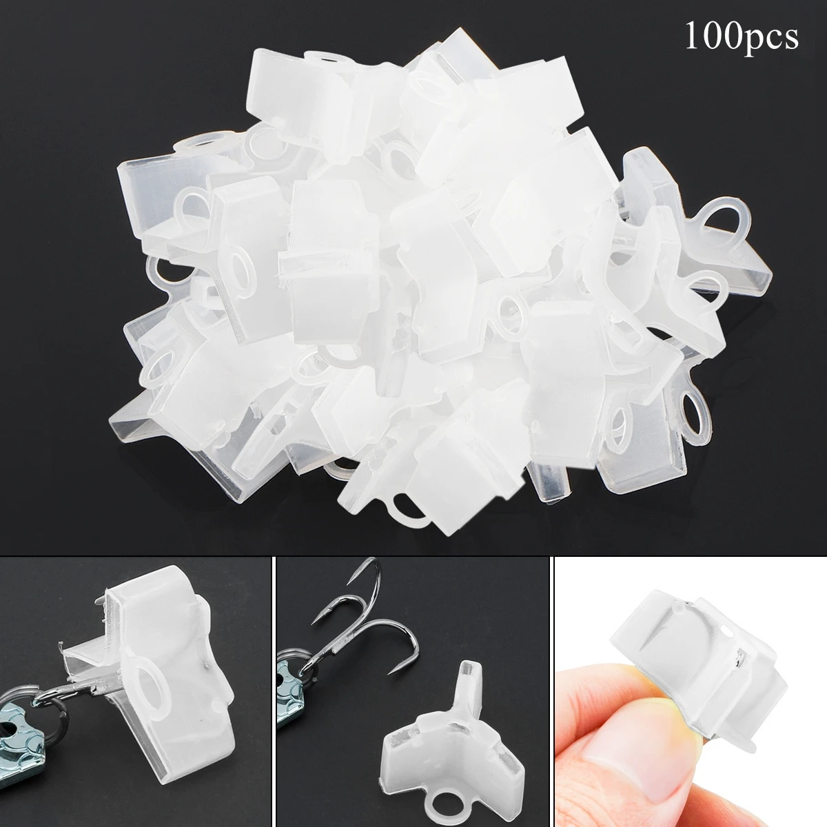 100pcs 1# 2# 3# 4# 5# Mixed Hook Safety Cap Protector Fishing Treble Hook Covers White Fishing Hook Bonnets 100pcs fishing treble hooks safety covers bonnets fishhook treble covers durable cap fishing hook triple pesca fish tackle