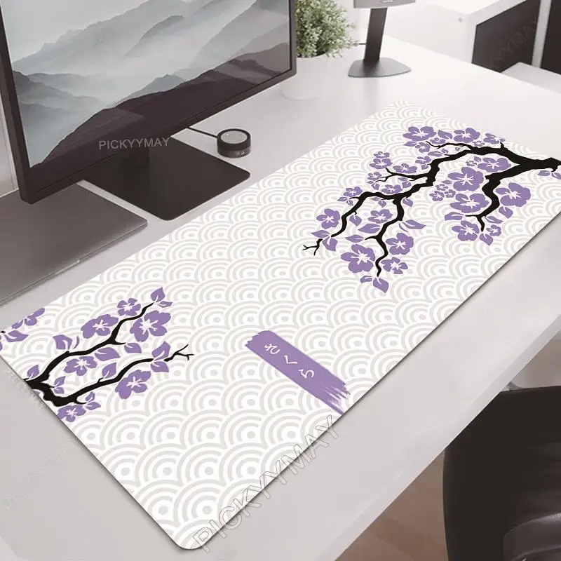 Sakura Mouse Pad Gamer Mousepads Grande Jogo Mousepad Flor Roxa Xxl Mouse Mat Grande Teclado Mat Desk Pad para Computador - Imagem 2
