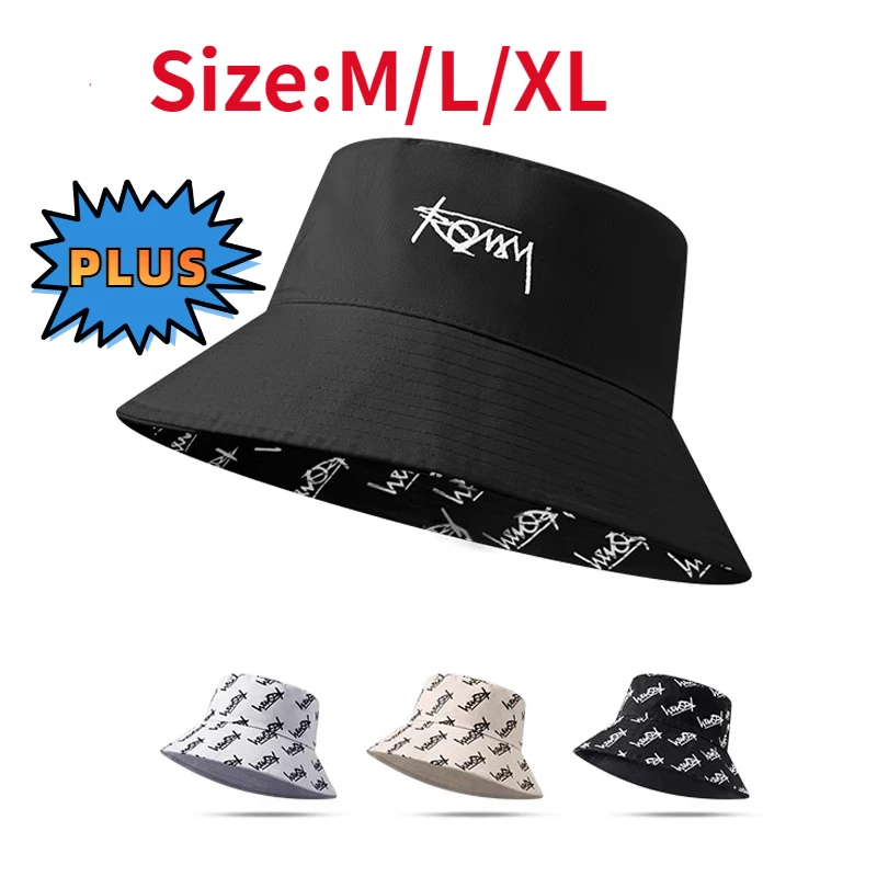 63cm Big Head Letter Bucket Hat for Men Women XL Large Hip Hop Cap