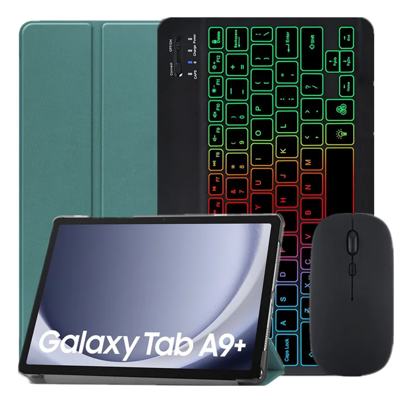 

Rainbow Backlight Keyboard Case for Samsung Galaxy Tab A9 Plus SM-X210 11 Tablet Case Russian Spanish Portuguese Keyboard Cover