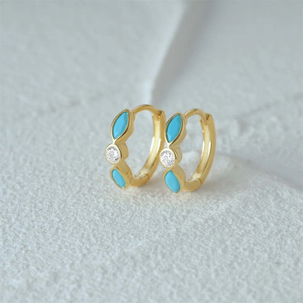 

CANNER Niche Design Turquoise Small Hoop Earrings Simple Personality Trendy Women Earrings Delicate Versatile Jewelry Wholesale