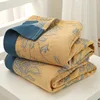 Textile City Cotton 5 Layer Gauze Towel Quilt Flower Pattern Quality Blanket Summer Nap Blanket for Couples 200cmx230cm 3