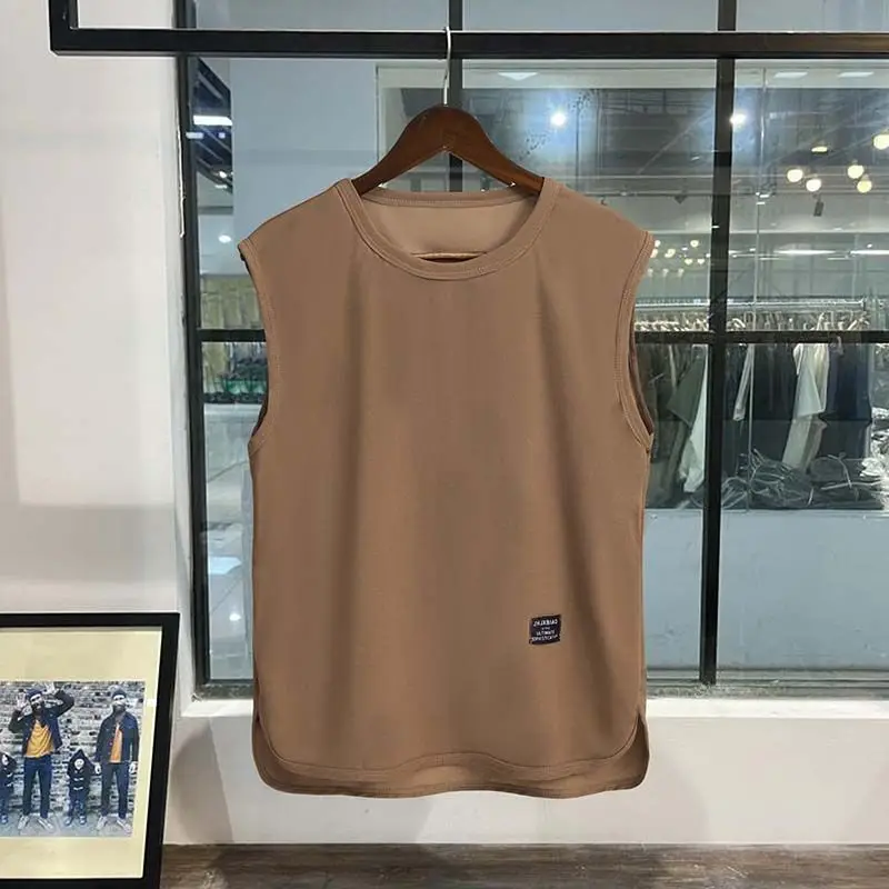 Pure Cotton Sports Vest Men Summer Outdoor Wear American White Trendy Fitn No Sve T-irt Loose Fit Youth Faion