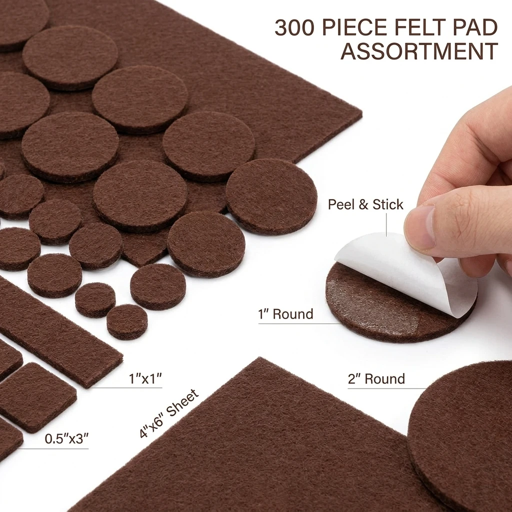 Premium Felt Furniture Pads – 300PCS Value Pack