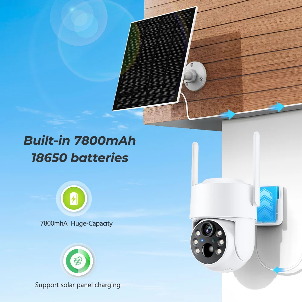 Wireless Solar Camera Outdoor 4MP Wifi PIR Human Detection 7800mAh Rechargeable Battery HD 1080P Security Camera iCSee App wifi camera surveillance camera solar camera solar security camera