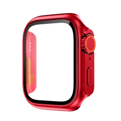Ultra Cover Screen Protector with Glass Case for Series 4 5 6 SE 44MM (Original red)