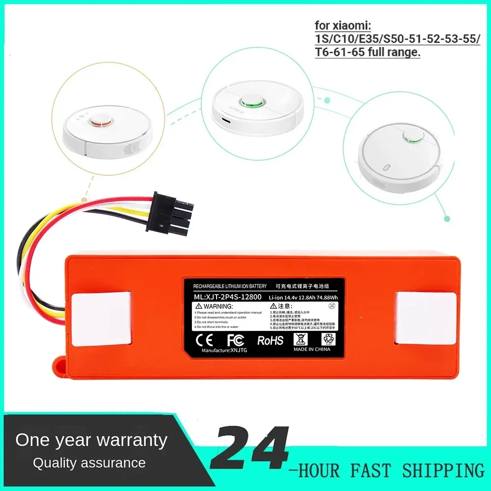 

14.4V 12800mAh Robotic Vacuum Cleaner Replacement Battery For Xiaomi Roborock S55 S60 S65 S50 S51 S5 MAX S6 Parts