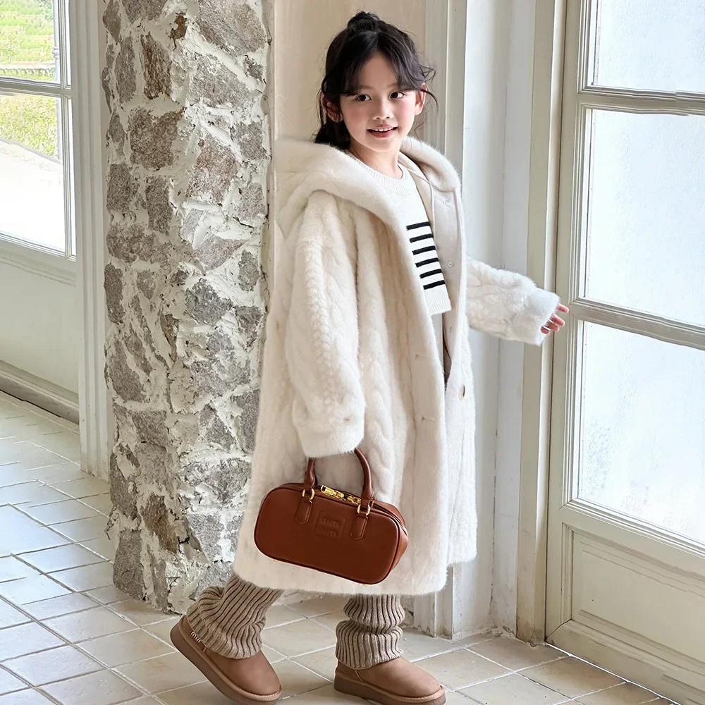 Childrens Clothing New Girls Fur Coat Baby Thick Versatile Solid Color Childrens Winter Coat