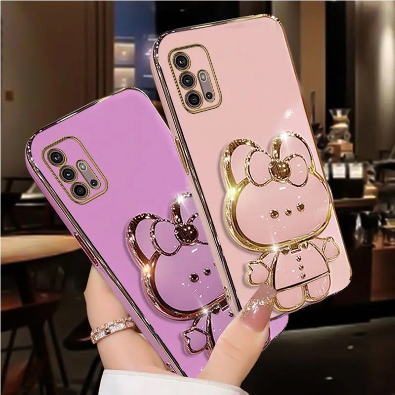 Diamond-Strap Mirror Rabbit Phone Holder Case with Stand Cover