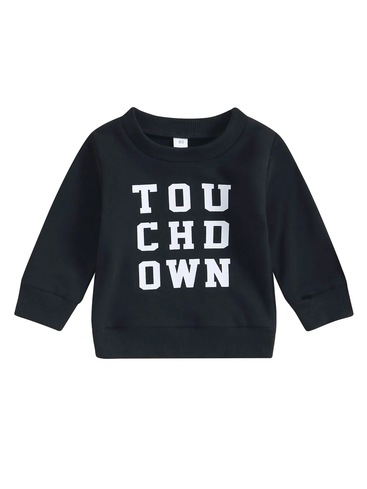 

Baby Football Outfit Toddler Girl Boy Long Sleeve Crewneck Shirts Football Sweatshirt Pullover Top Fall Clothes (Black-Touch