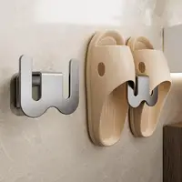 Wall Mounted Bathroom Shoe Rack Simple Slipper Organizer Household Storage Hooks Toilet No-Punching Design for Slippers Sandals 1