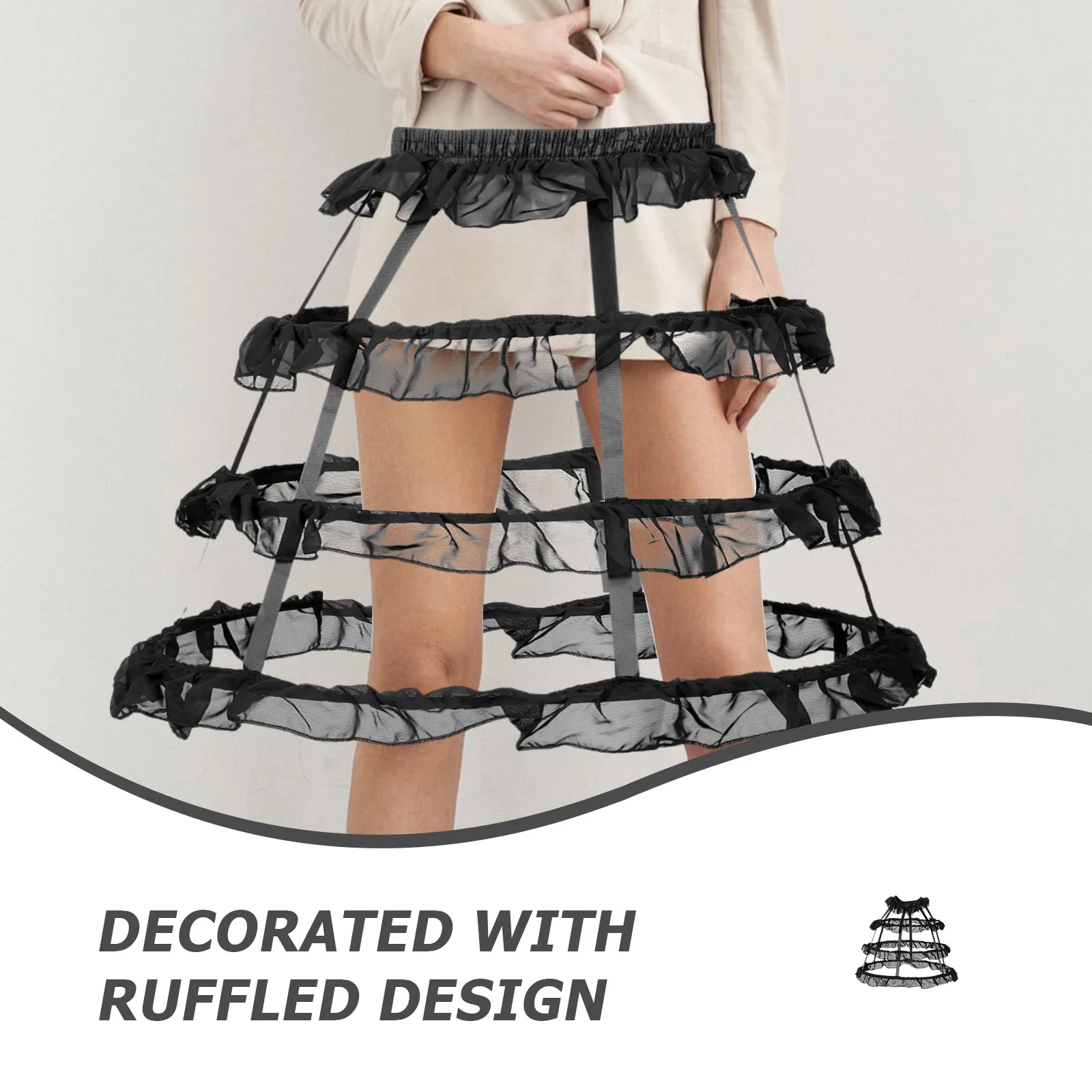 Hollow Bustle Wedding Petticoat Cage Hoop Skirt Ruffles Petticoats for Women Underskirt Fabric