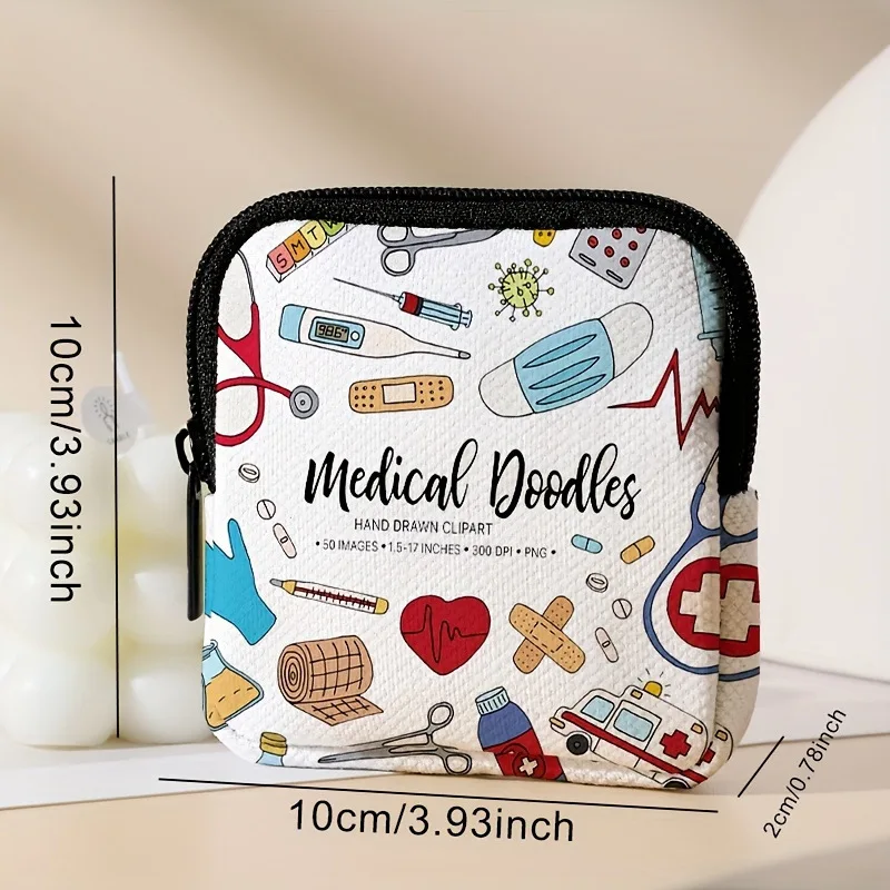 Medical Supplies Printed Coin Purse Artificial Leather Storage Bag Multi Function Key And Card Holder