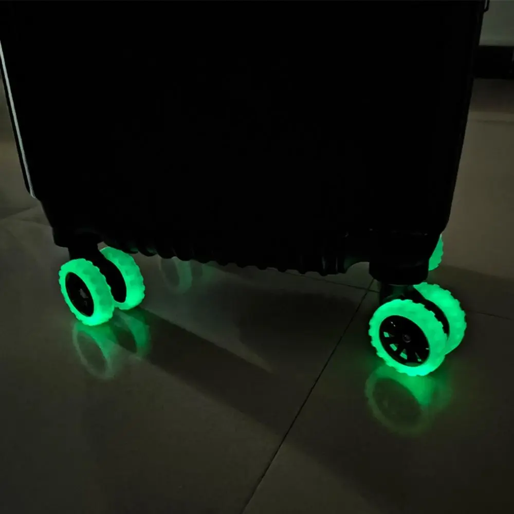 Luminous Silicone Travel Luggage Wheel Covers - Silent Suitcase Protection, Set of 8