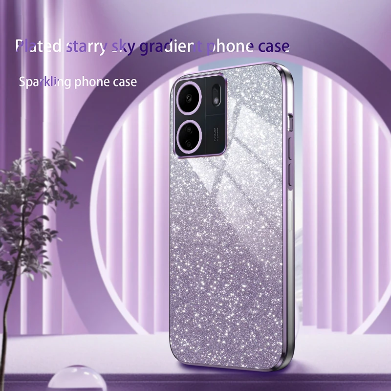 Luxury Gradient Glitter Plating Silicone Phone Case – Premium Back Cover