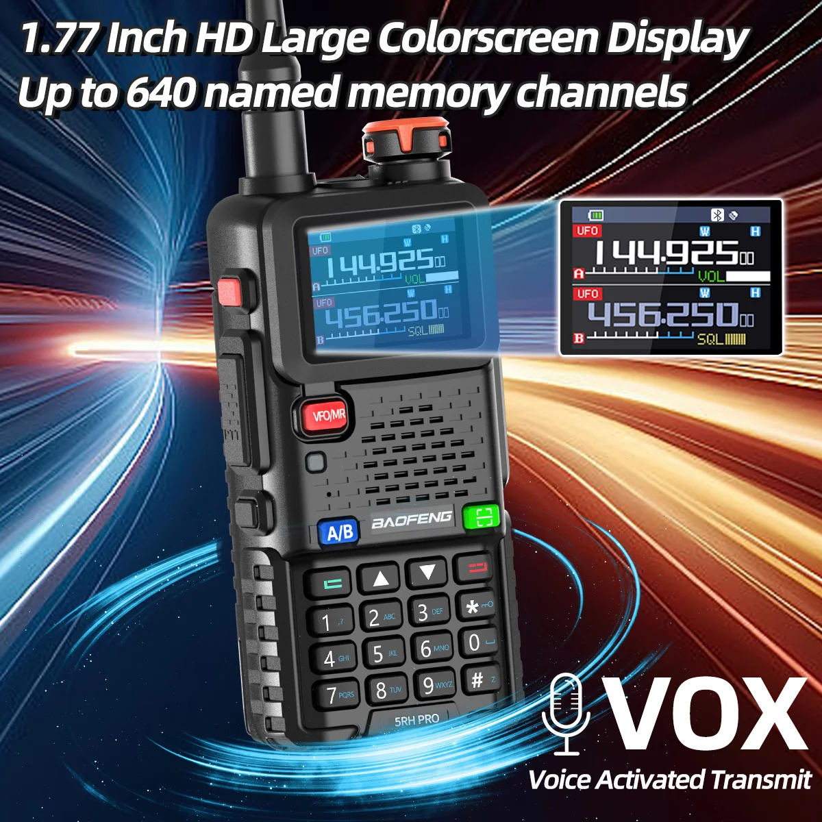 BAOFENG UV-5RH PRO GPS Walkie Talkie Bluetooth Wireless APP Programming 10W Multi Band Long Range Type-C AM Ham Two Way Radio 6