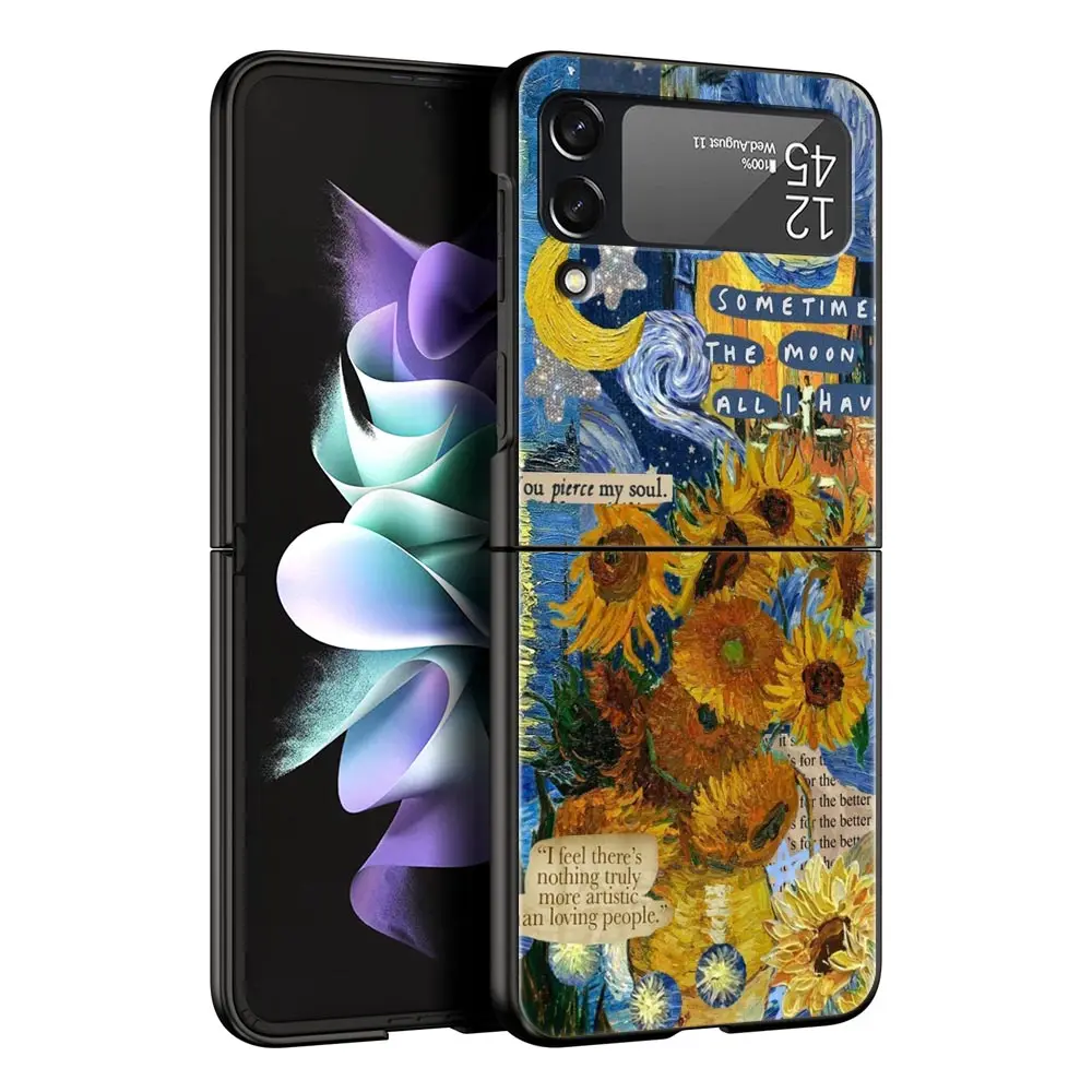 Starry Sky Van Gogh Art Black Hard Folding Phone Case