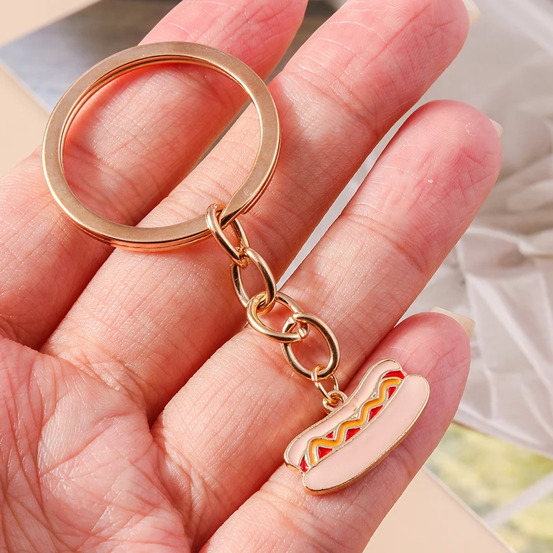 Niedliche Emaille Pizza Donut Schlüssel bund simuliert Lebensmittel Schlüssel ring Anhänger für Schlüssel halter Frauen Mädchen Handtasche Zubehör DIY Schmuck Geschenk – Detail 10