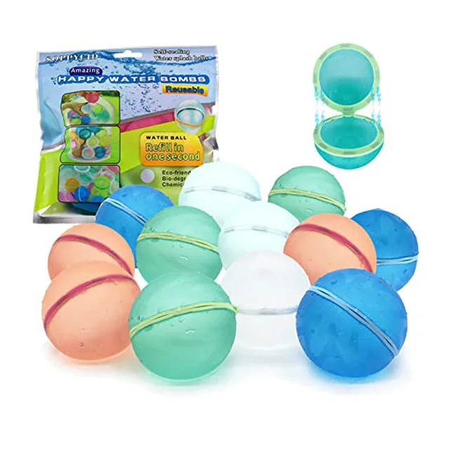 Funny Water Ball Bomb Toy Reusable Water Absorbent Ball Suction Balloon Splash Balls For Kids Outdoor Garden Playing Water Toys 6