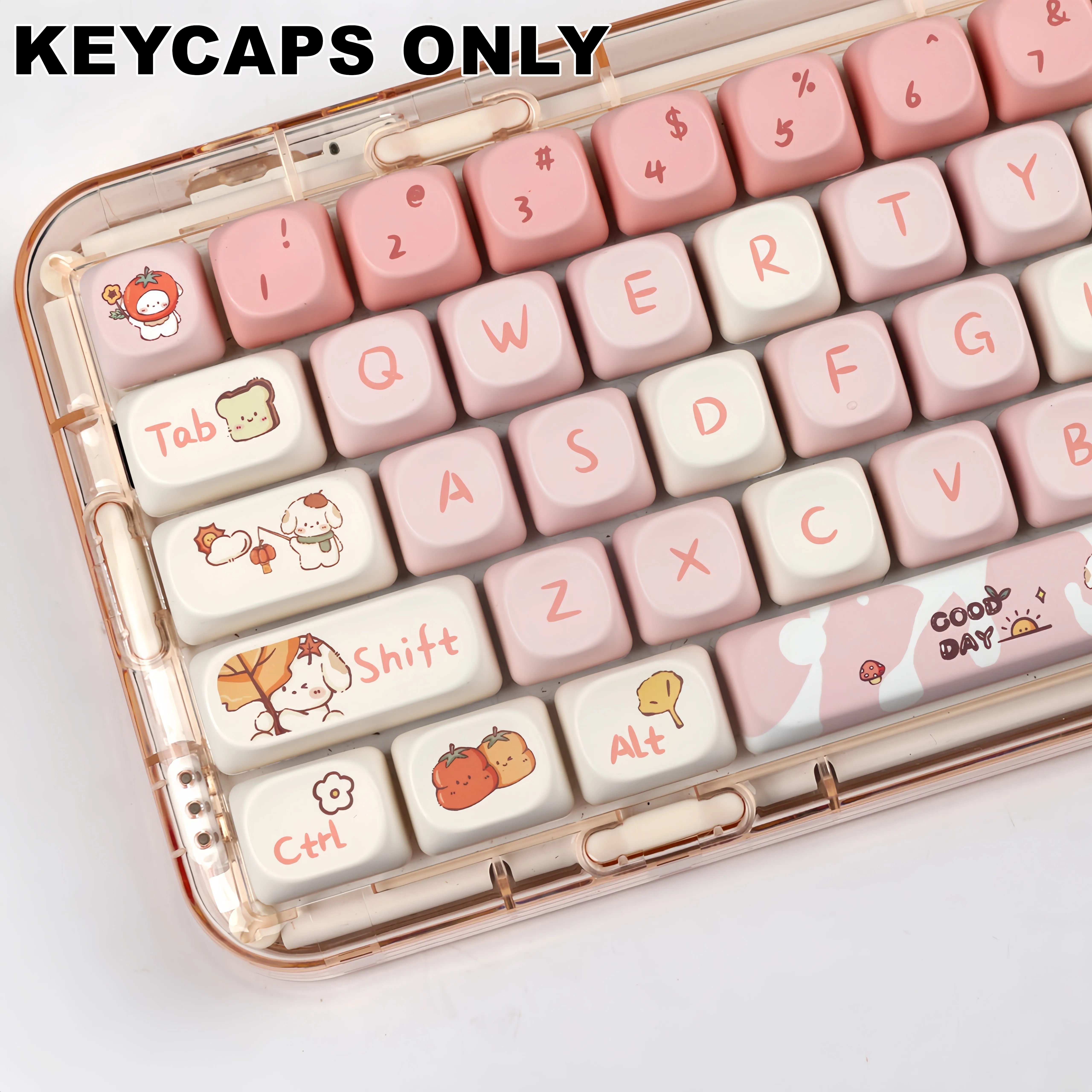 Kawaii Pink Autumn Pastel Puppy Keycaps (140 keys) - Limited Edition