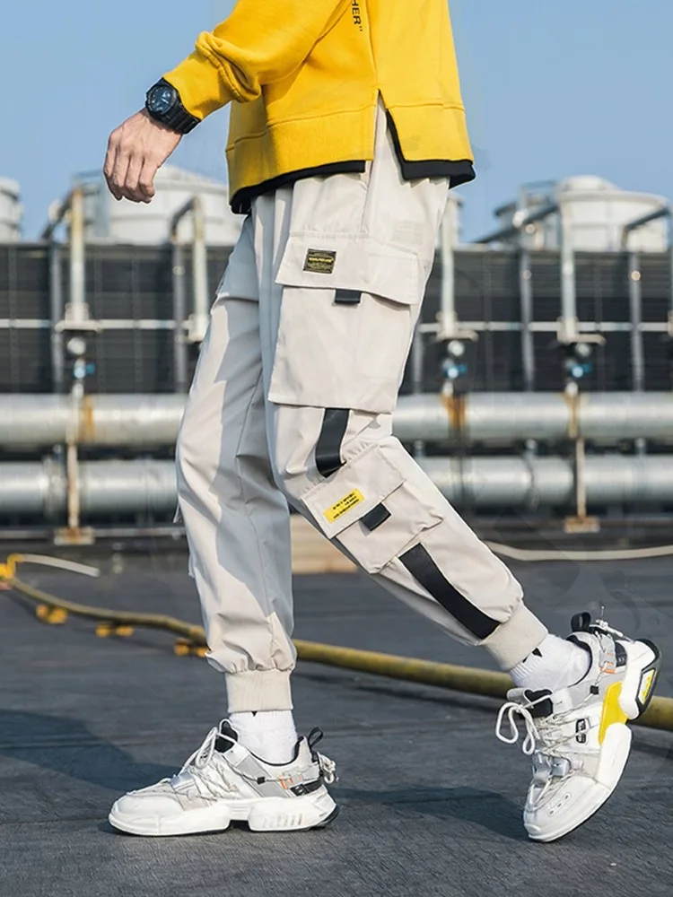 

Workwear pants, men's long pants, slim fit, Korean version, trendy cropped pants, trendy Instagram ankle sports pants