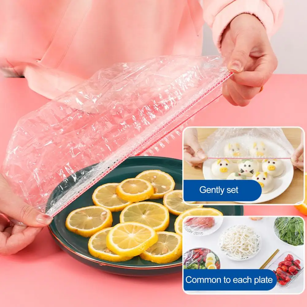 Plastic Wrap Set for Food Preservation Elastic Rim Adjustable Food Wrap 100pcs Elastic Plastic for Bowls Fruit