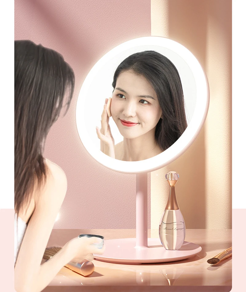 접이식 LED 확대경 메이크업 코스웨이 화이트 화장대 화장품 거울, USB 충전 또는 라이트 테이블 거울 배터리