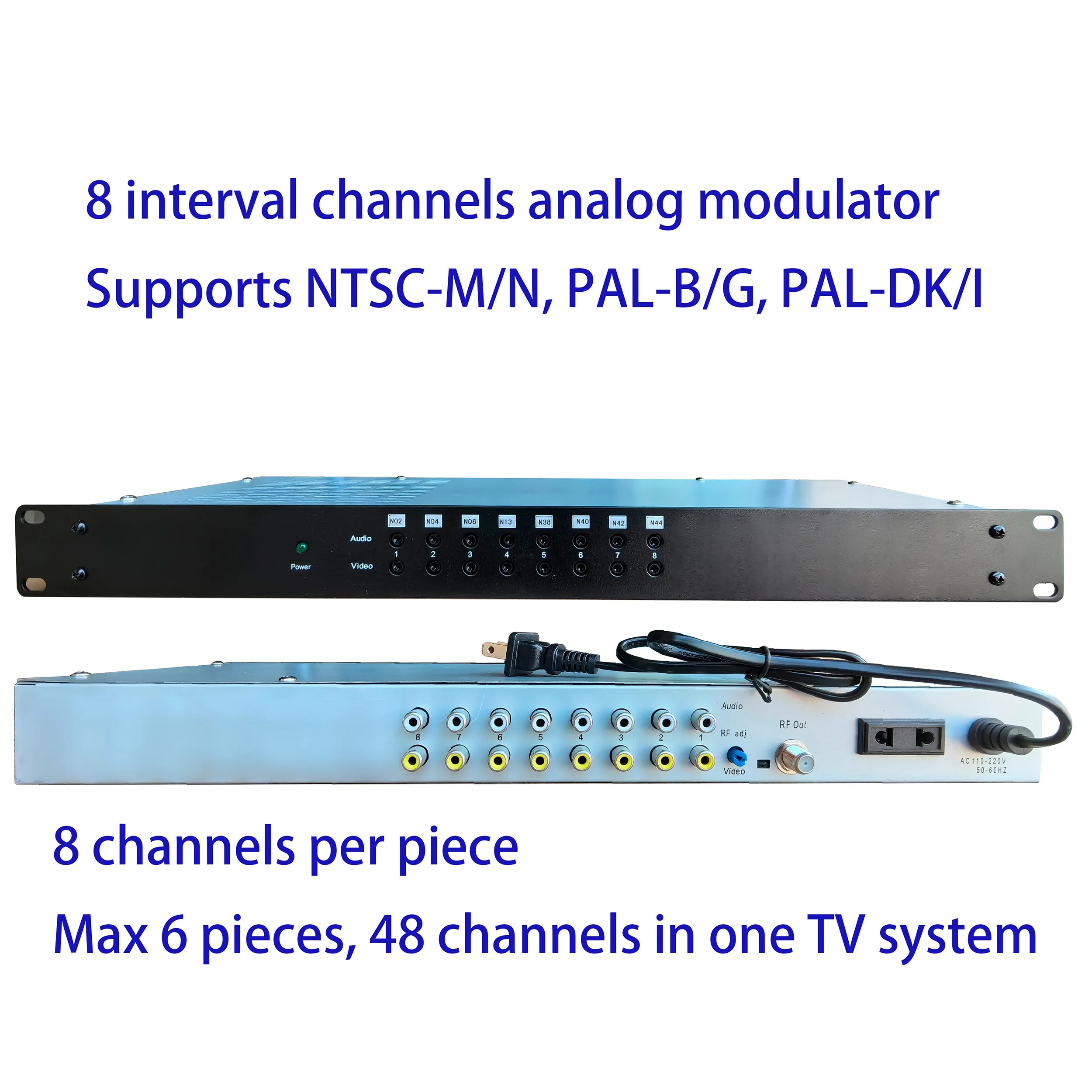 

8 interval channels analog CATV modulator, 4 in 1 catv headend modulator, NTSC CATV modulator PAL-B/G RF modulator