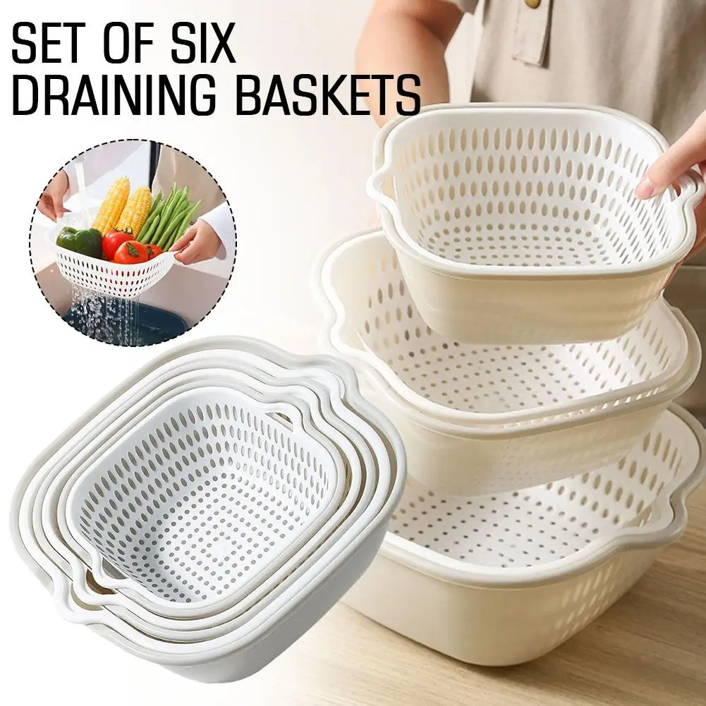 S51c8c250ba1645ce95f478cef5dcf23dS Multifunctional Kitchen Sink Strainer Basket Set Double Layer Fruit Vegetable Basket 1/6pcs Fruit Washing Basin Vegetable Drain Mallzona