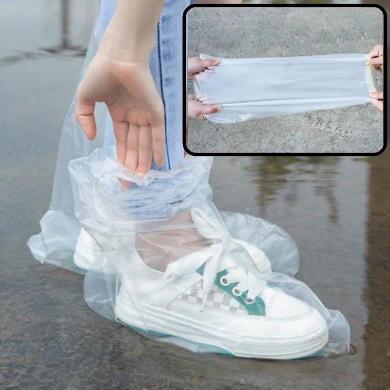 10Pcs 비오는 일회용 신발 커버, 투명 플라스틱 야외용 두꺼운 내마모성 방수..