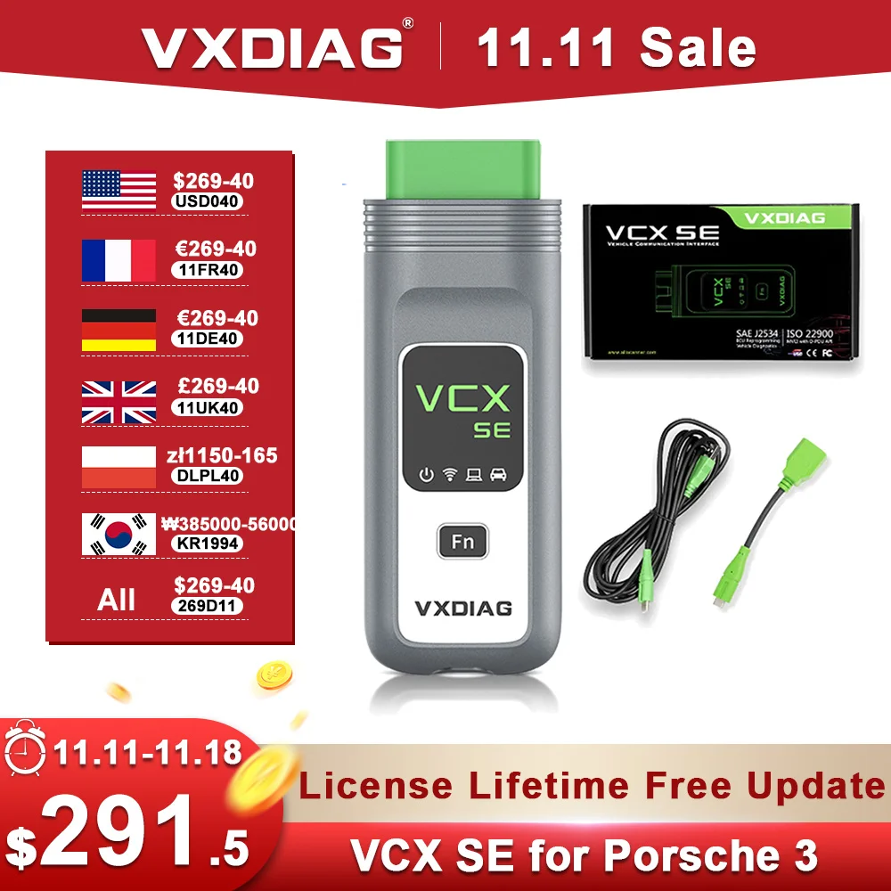 VXDIAG VCX SE for Porsche 3 Diagnostic Tool Car OBD2 Scanner VX608 All System Diagnosis J2534 ECU Programming Coding DoIP