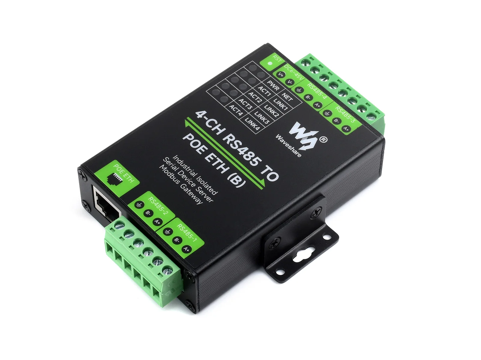 Servidor Serial Ethernet Waveshare Função Poe Opcional Canais Rs485 ch Rs485 para Rj45 Opcional