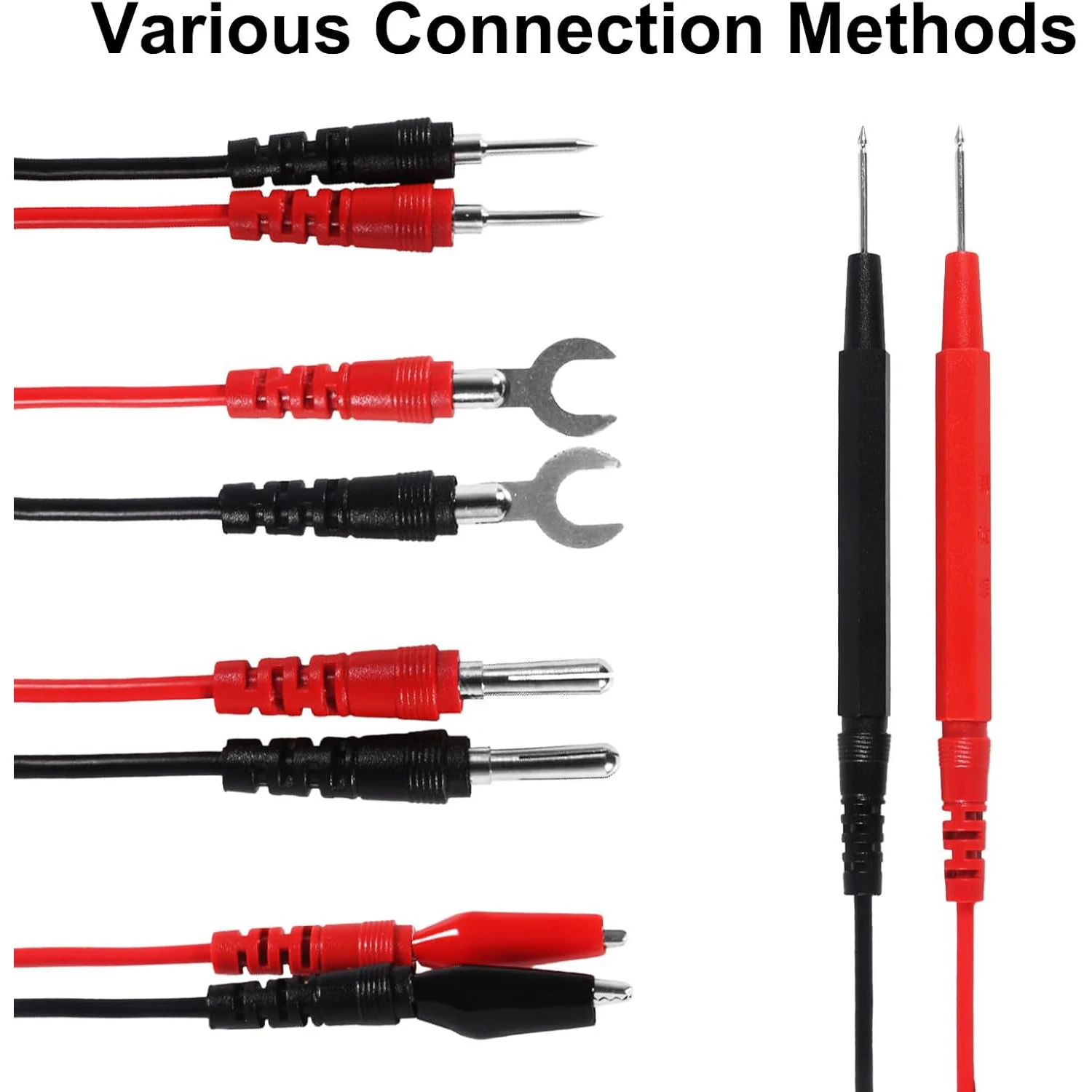 Puntali Tester Per Multimetro Con Cavo A Banana – Set Di Sonde Di Prova Lunghe 10 Cm, Diametro 4 Mm, Nero E Rosso