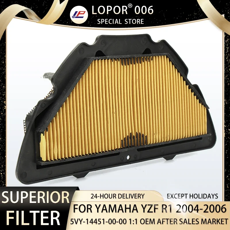 

Lopor Motorcycle Air Filter Intake Cleaner Element For Yamaha YZFR1 YZF-R1 YZF R1 2004-2006 5VY-14451-00-00