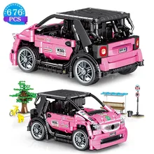 

Pink Racing Car Building Blocks with Pull Back Function Vehicle Model Technical Ideas Bricks Toys for Girls Holiday Gifts
