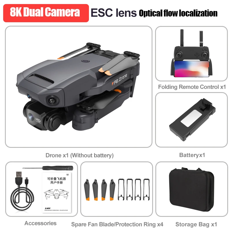 New P8 RC Drone with 8K Camera Obstacle Avoidance Folding Drone HD 8K Aerial Photography Quadcopter Toy Remote Control Plane remote helicopter RC Helicopters