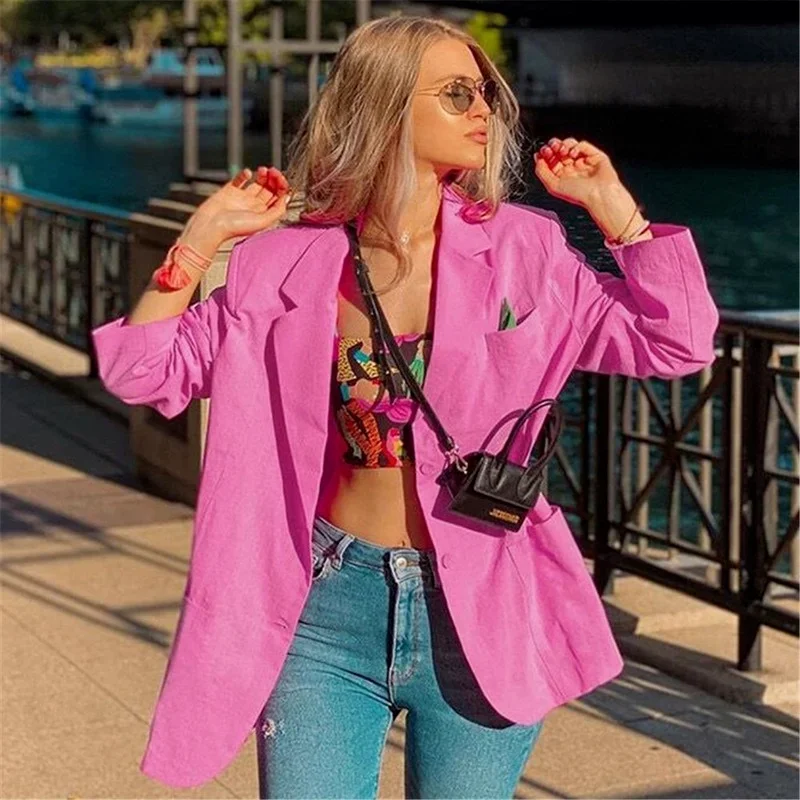 2024 Temperament Simple Casual Pure Cotton Loose Women Suit Jacket Elegant Chic Single-breasted Outwear Fashion Thin Blazer Coat