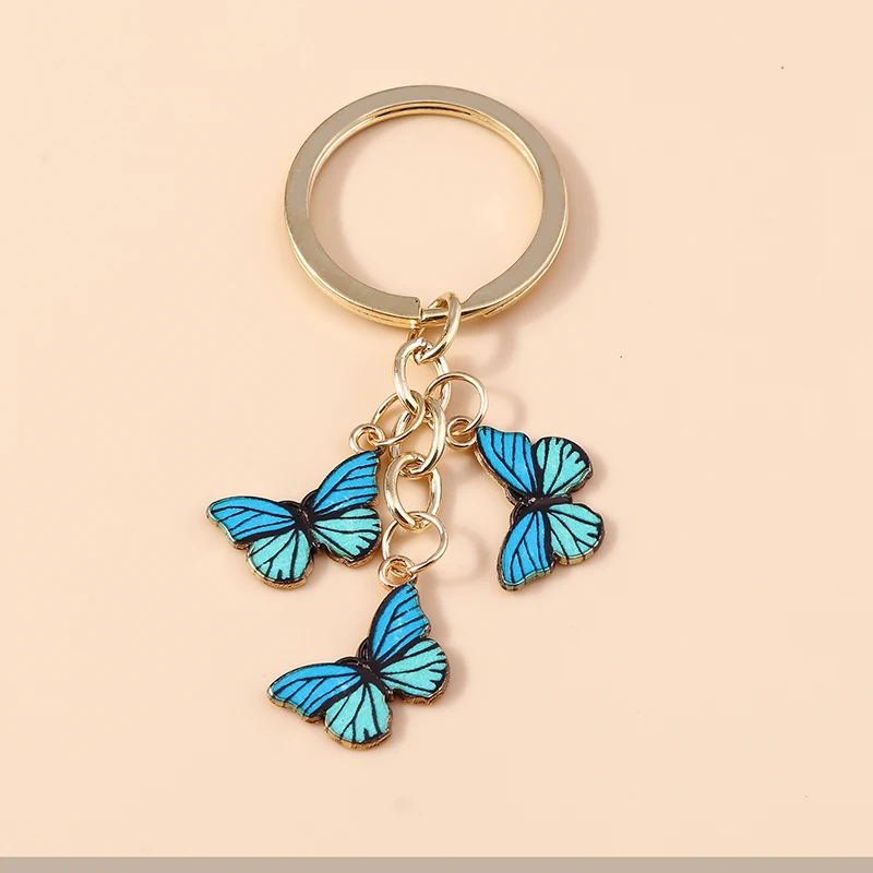 Cute Enamel Colorful Butterfly Keychain Women Girls Key Ring Pendant for Car Key Holder Handbag Charms DIY Jewelry Gifts - Image 2