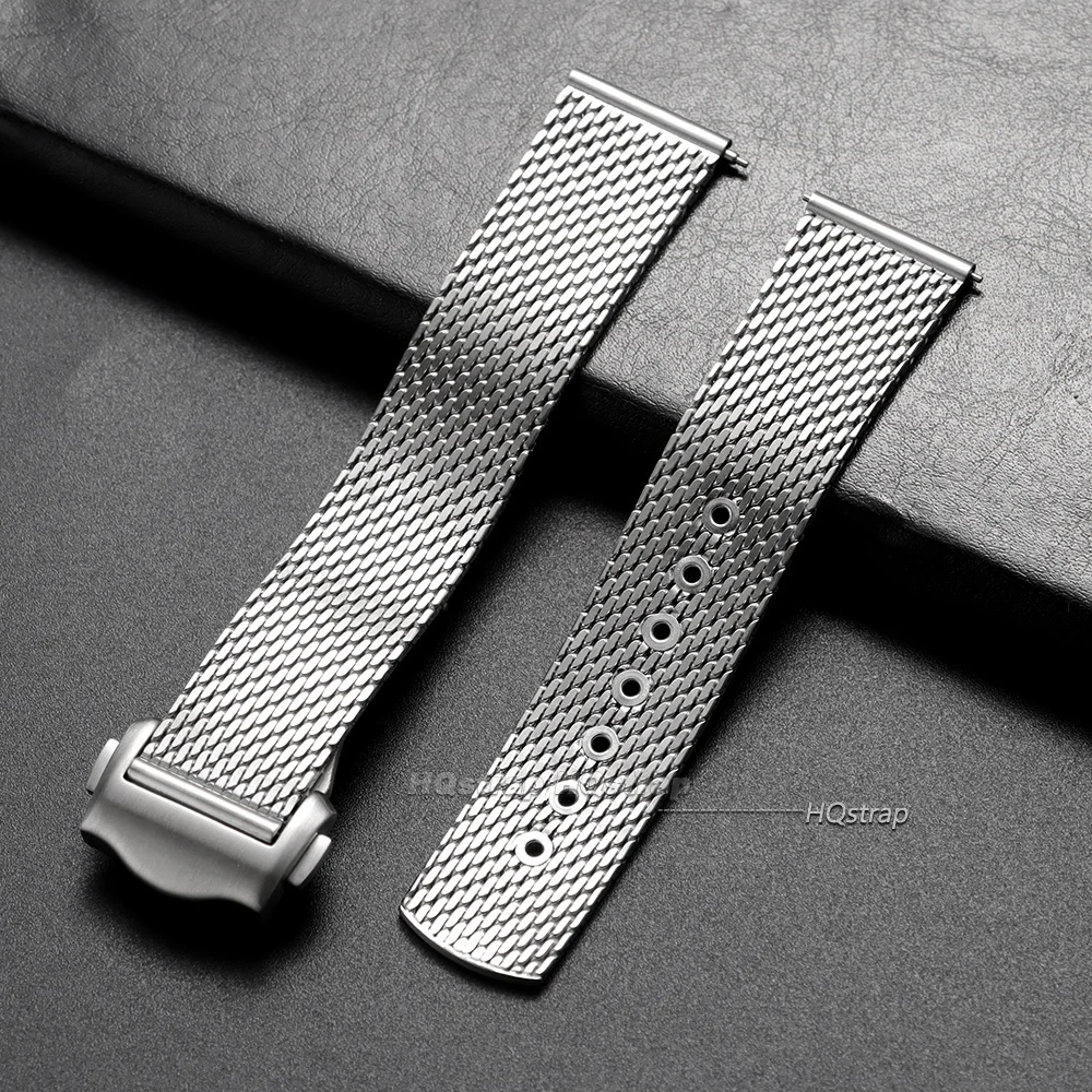 Elegant Stainless Steel Mesh Watch Strap with Folding Buckle - 20mm Business Wristband