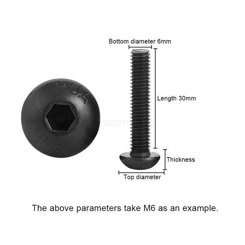 Hex Screw 10-50pcs/lot ISO7380 M2 M2.5 M3 M4 M5 M6 M8 Black Button Head Hex Socket Cap Screw Hexagon Socket Round Head Screws