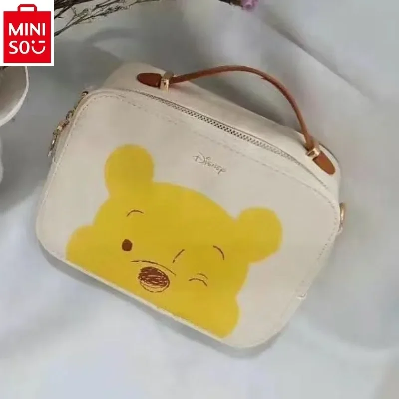 MINISO Disney Winnie Bear Dumbo Sweet Printed Large Capacity Camera Bag Women's High Quality Multi functional Makeup Storage Bag