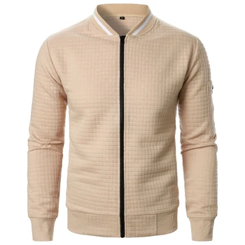 Nuove giacche da uomo in tinta unita con cerniera Colletto rialzato Cappotti scozzesi casual da uomo Cardigan casual tutto-fiammifero vintage High Street 1