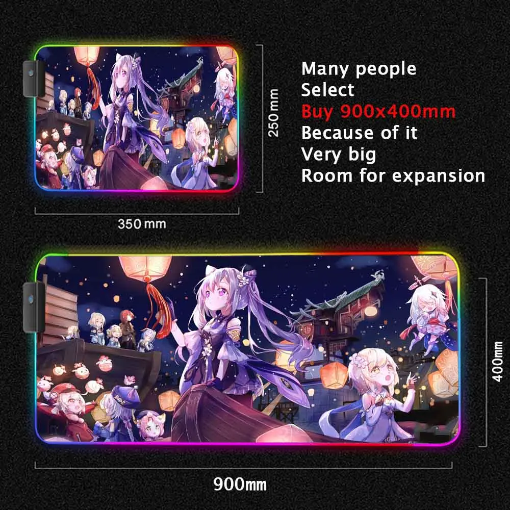 

Qiqi Rgb Genshin Impact Mousepad 90X35 Kawaii Computer Gaming Accessiores Mouse Pad L 60X30 Mause Pad LED Backlit Mat Mausepad